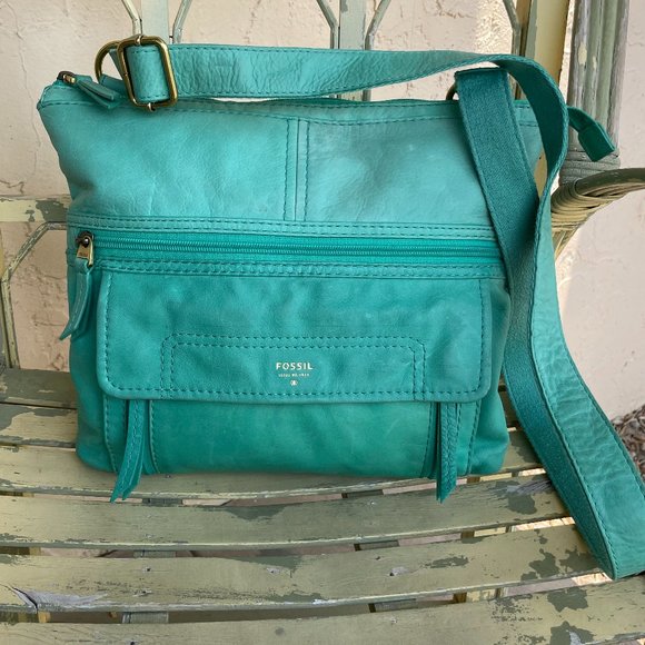 Fossil Large Leather Crossbody Shoulder Bag